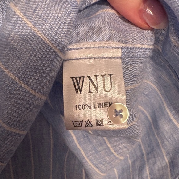 WNU “The Boyfriend” Linen Shirt in Sky Blue ASO Meghan Markle - Picture 11 of 15